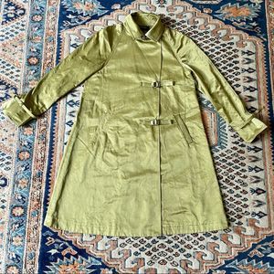 Mycra Pac Iridescent Olive Green Long Trench Raincoat